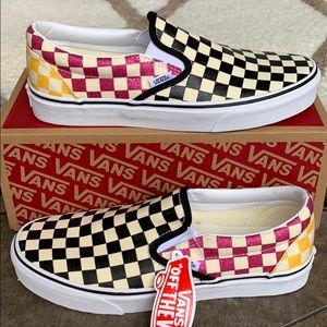 VANS CLASSIC SLIP ON GLITTER CHECK MULTITRWHT WMNS
